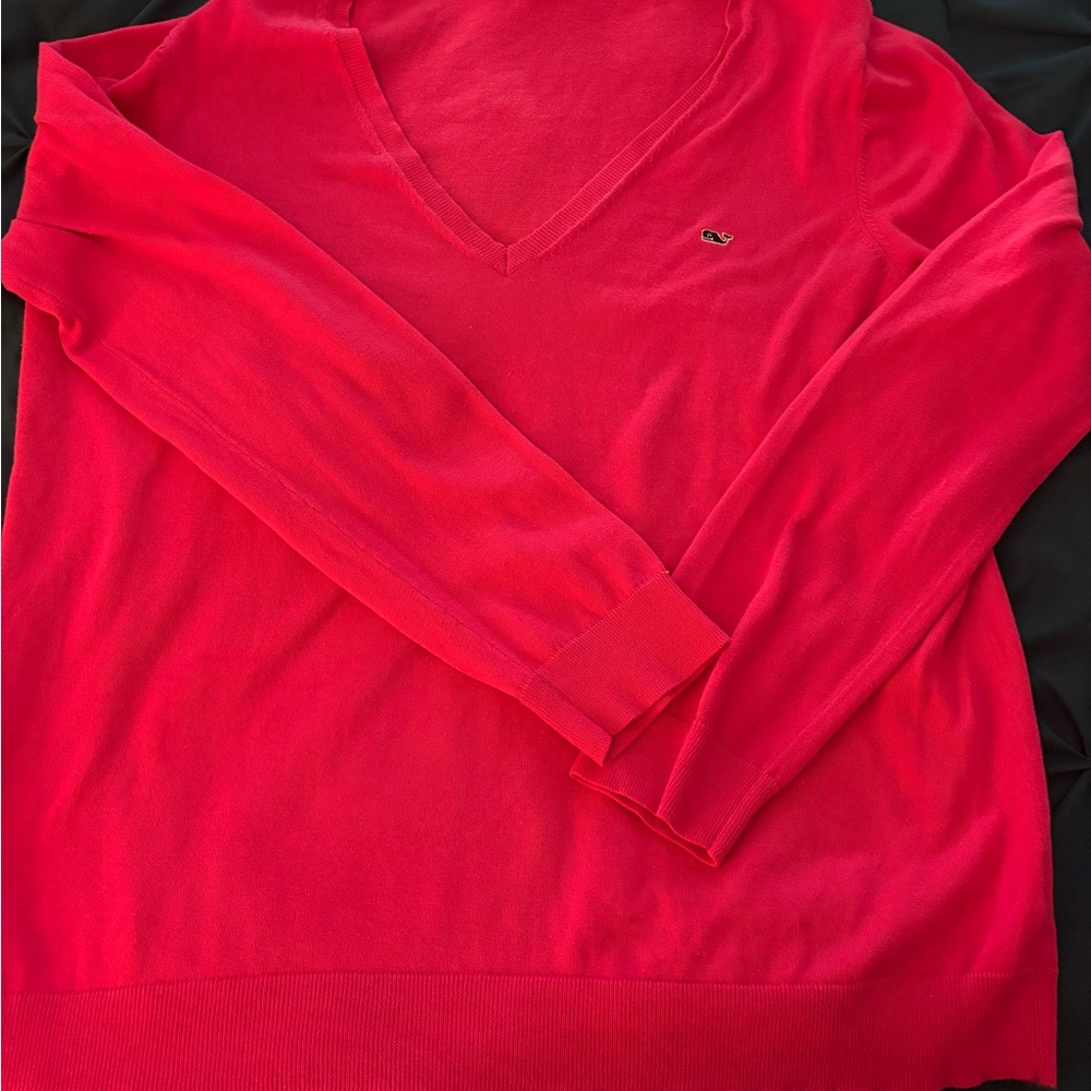 Vineyard Vines Bright Pink V-Neck Sweater